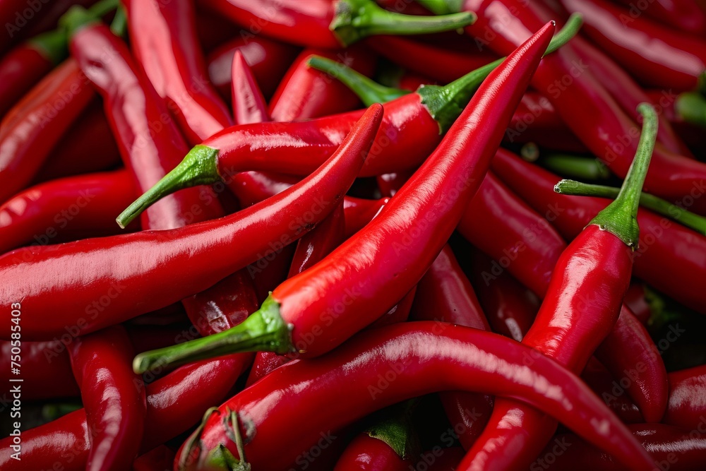 Pile of red chili peppers