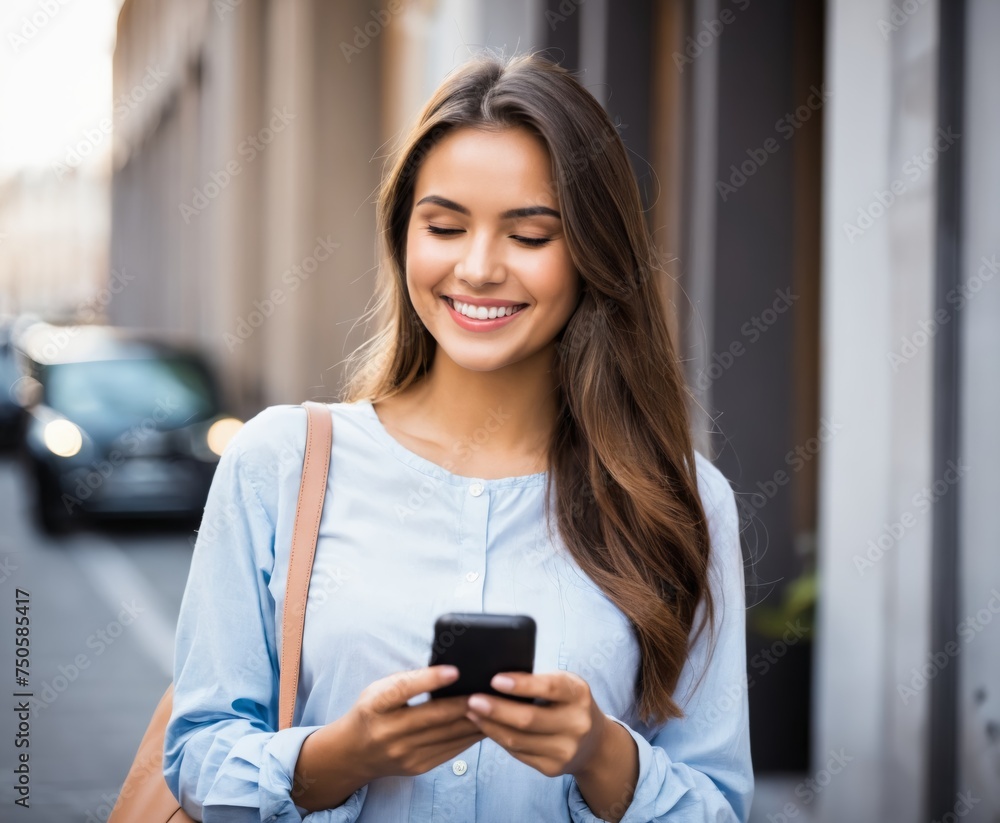 Young woman holding her smart phone