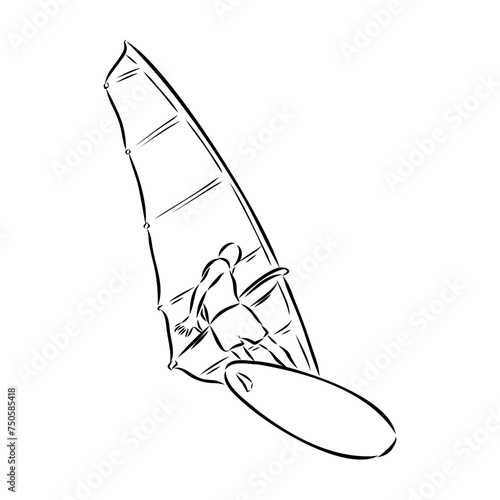 Windsurfing sketch. Vector illustration. windsurfing vector