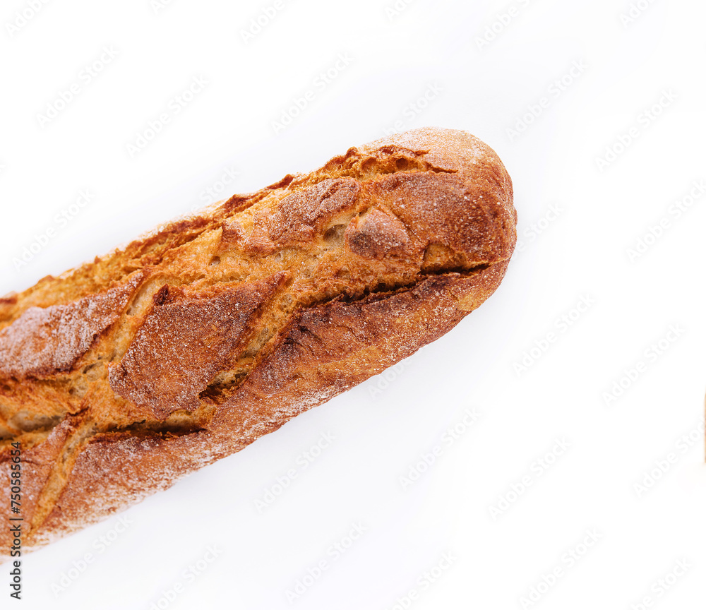 French baguette bread close up isolated