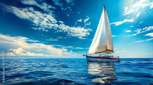 Yacht with white sails.  © Vika art