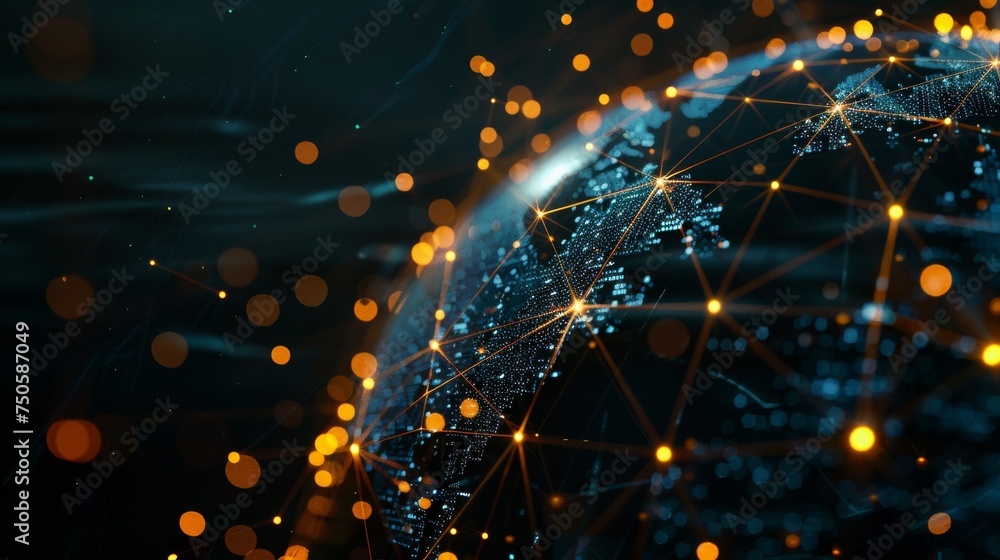 Obraz premium Globe with global connection lines and lights. Worldwide technology concept.