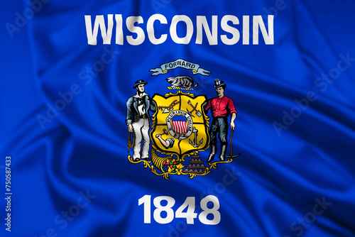 The flag of the state of Wisconsin Rippled