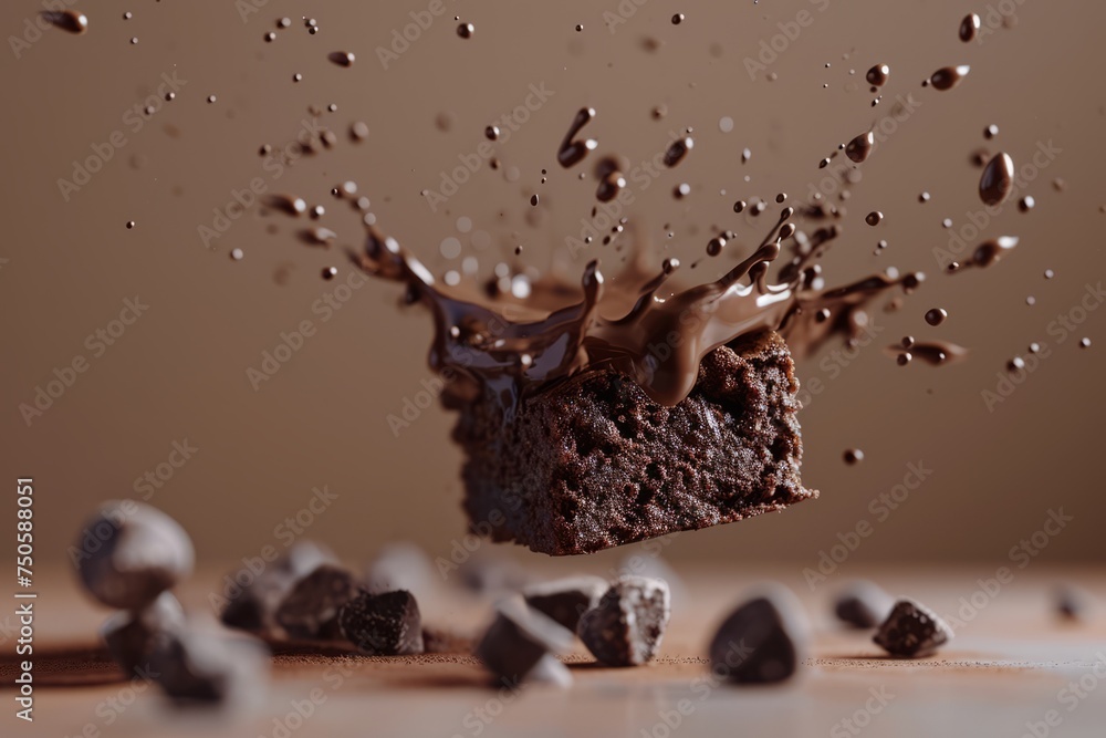 Fototapeta premium Chocolate cake with chocolate pieces