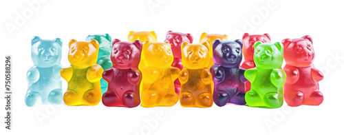 Colorful bear jelly gummy on transparent background. photo