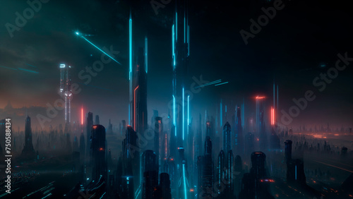 Future city at night