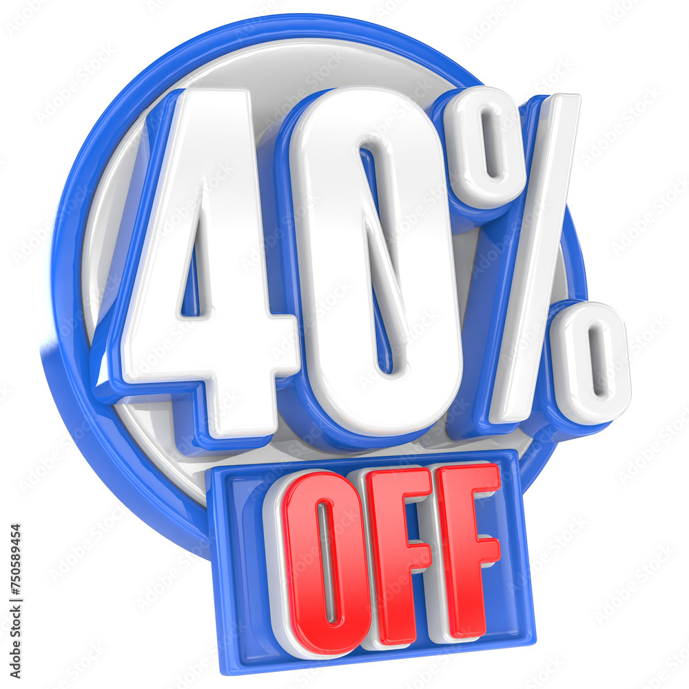 40 percent offer in label 3d render 40 percent offer in label 3d render