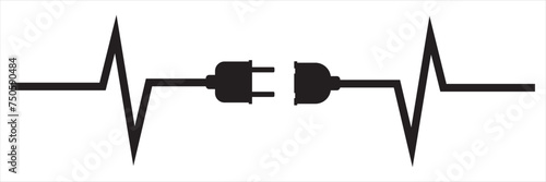 Electric plug vector icon on white background. Electrical cord or cable. Electric power. Vector file illustration.