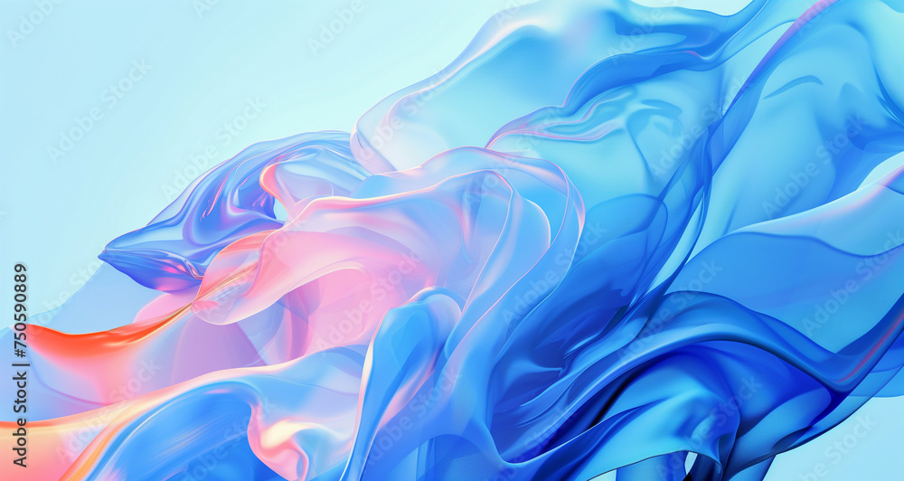 image of a colorful, abstract blue background, opacity and translucency use screen tones,  fluid gestures,monochromatic intensity,