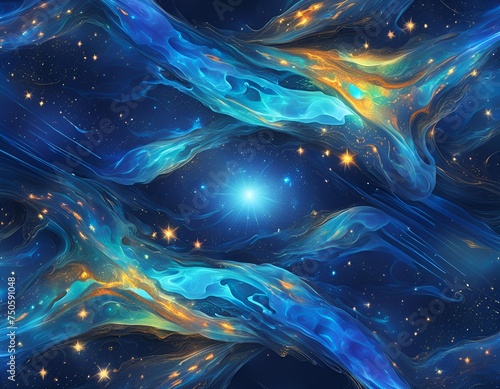 Galaxy background, blue nebula with stars and nova wallpaper, space design abstract illustration photo