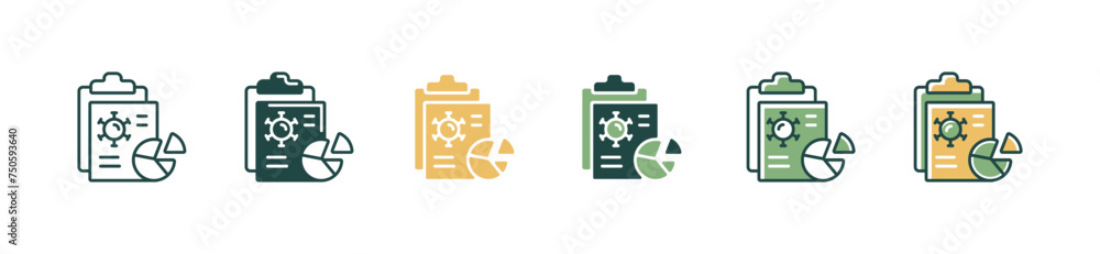 clipboard pandemic virus report analysis icon set vaccine data information chart vector illustration for web and app - obrazy, fototapety, plakaty 
