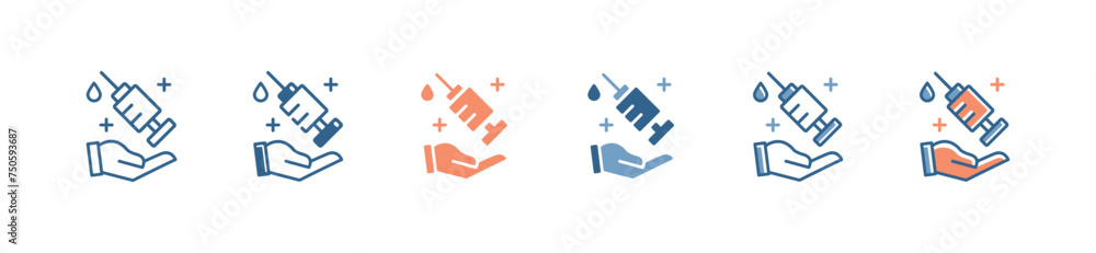 hand holding a syringe medical vaccine icon set virus disease vaccination health immunity treatment vector illustration for web and app hand holding a syringe medical vaccine icon set virus disease vaccination health immunity treatment vector illustration for web and app