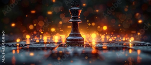 A digital chess king beats other kinds. Business competition, innovation challenge, AI assistant, political checkmate, technology success concept. photo