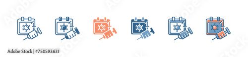 medicine virus syringe vaccine treatment icon set disease injection calendar schedule symbol vector illustration