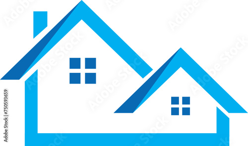 home resident realty vector logo. house icon on blue