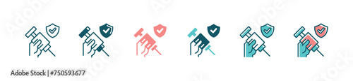 hand holding a syringe medical vaccine icon set virus disease vaccination health immunity treatment with checkmark shield symbol vector illustration