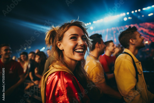 Young woman enjoy a music concert