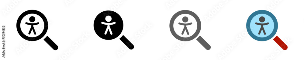 Obraz premium Icon illustration find human. Simple lens male vector symbol. Isolated graphic illustration silhouette person. Figure search set icon in vector design