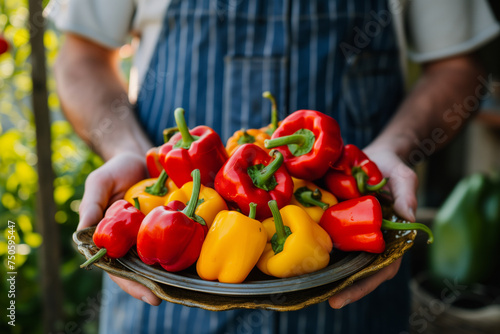 Greenhouse paradise: a plate of peppers
