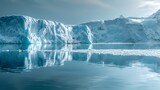 Majestic Iceberg Reflection on Calm Arctic Waters under a Clear Blue Sky