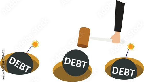 Solve business problem of debt, Debt reduction or financial obligations concept,

