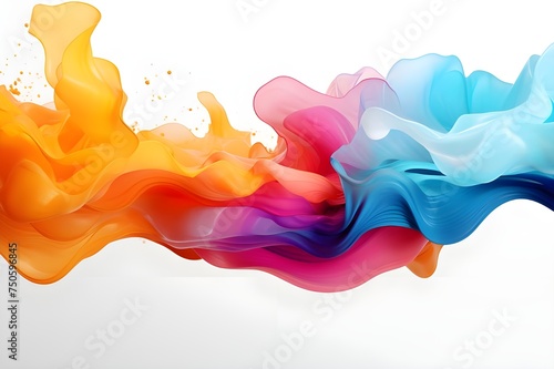  Ink splash dispersing in water creating abstract shapes isolated on a white background