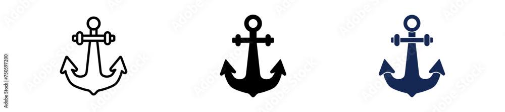 Anchor icon illustration. Simple sailing symbol. Isolated graphic illustration marine. Nautical symbol set. Anchors icons in vector design flat style Anchor icon illustration. Simple sailing symbol. Isolated graphic illustration marine. Nautical symbol set. Anchors icons in vector design flat style