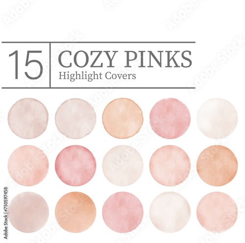 Cozy Pinks Social Media Highlights round watercolor stains