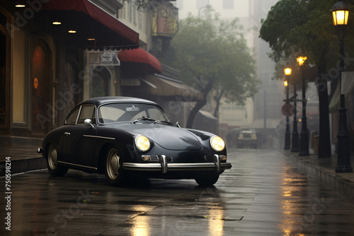 a black car on a wet street © Eduard