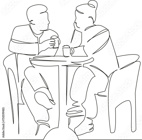 couple man and woman sitting in a cafe