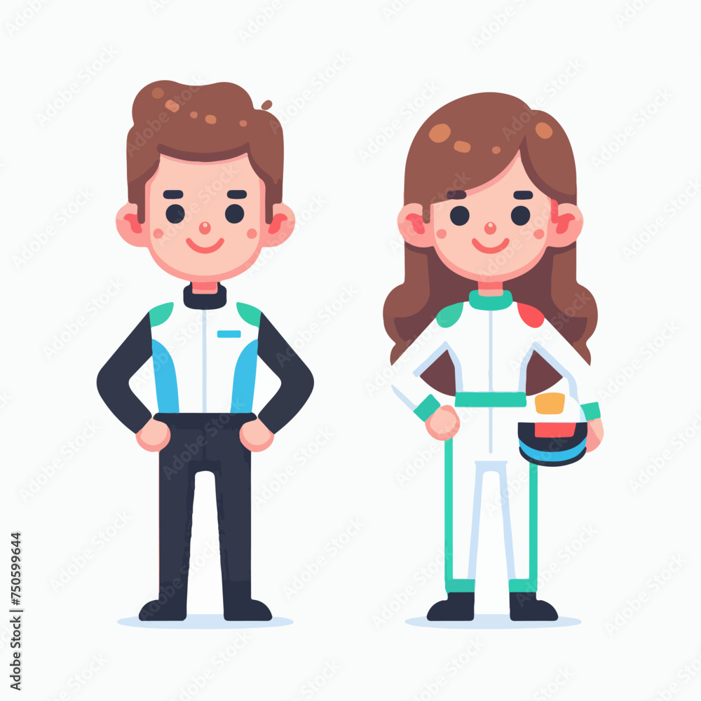 flat design illustration of a racing couple flat design illustration of a racing couple