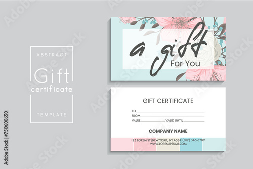 Set of colorful gift cards template. Modern style vector illustration of flowers for saloon, gallery, spa, shop. Gift voucher