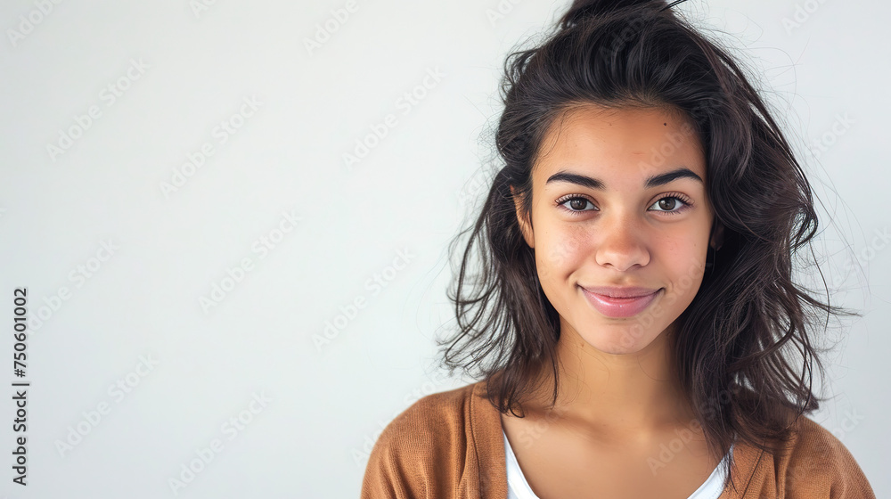 a young woman looking into the Camera with a smile isolated on clear white background a young woman looking into the Camera with a smile isolated on clear white background