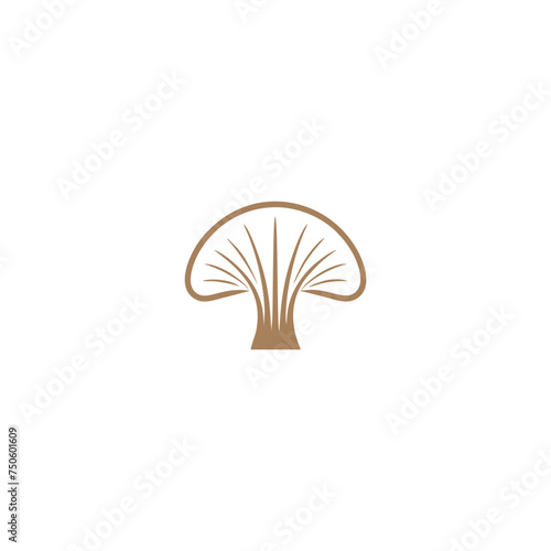 Oyster mushroom logo design  food consumption mushroom silhouette vector illustration