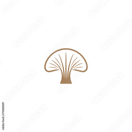 Oyster mushroom logo design, food consumption mushroom silhouette vector illustration