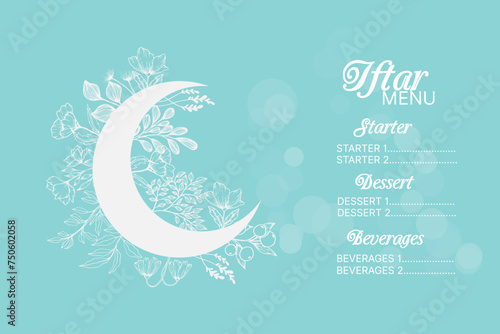 Arabic restaurant menu. Ramadan greeting card. Iftar Party Vector	
