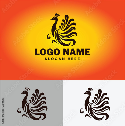 Peacock logo luxury style icon company brand business peacock logo template editable vector