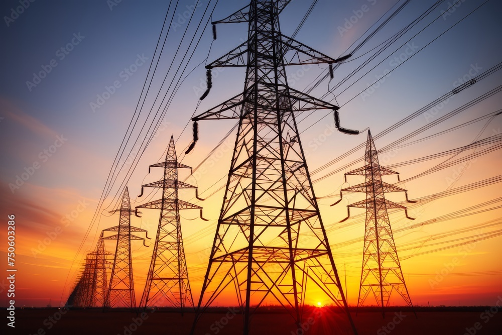 Cutting edge smart grid technology integrated into contemporary electrical pylons