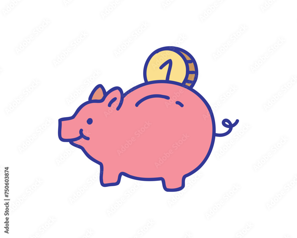 Fototapeta premium Piggy savings fill style icon design, Money finance commerce market payment invest and buy theme Vector illustration
