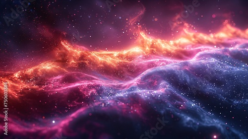 neon line glowing technology, galaxy color technology background technology backdrop, fantasy theme