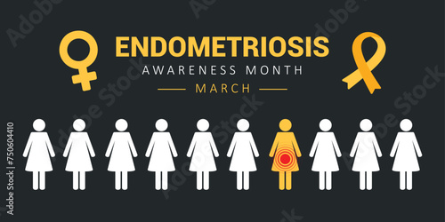 one in ten women has endometriosis illustration of women one with abdominal pains vector illustration