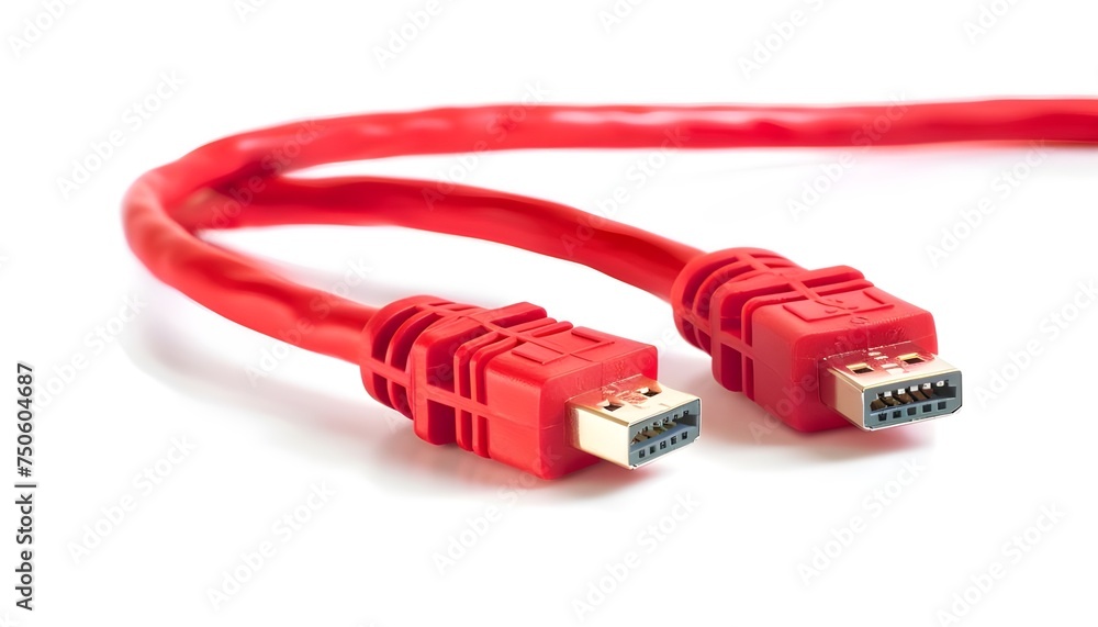 Two red network cables isolated on white background Two red network cables isolated on white background