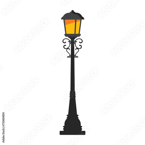 Vintage streetlamp post vector isolated illustration