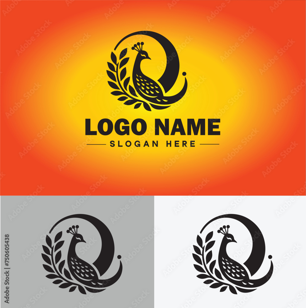Obraz premium Peacock logo luxury style icon company brand business peacock logo template editable vector