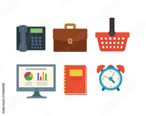 Set of office and business related icons over white background. Simple design for finance and business vector illustration.