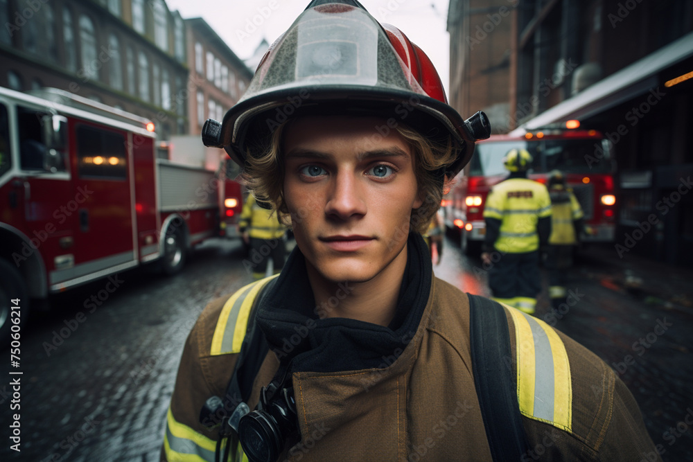Portrait of a fireman in uniform Portrait of a fireman in uniform