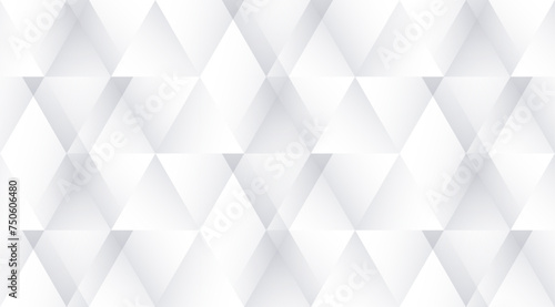Elegant seamless pattern in trendy minimalist style. Luxury triangular 3d abstract background. White silver geometric line pattern for business presentation, flyer, business card, brochure cover.
