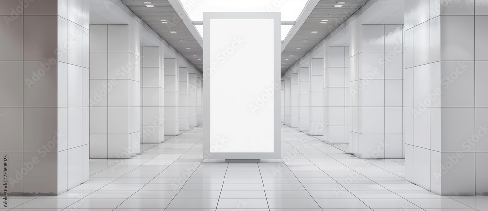 Obraz premium Minimalist Corridor with Central White Display