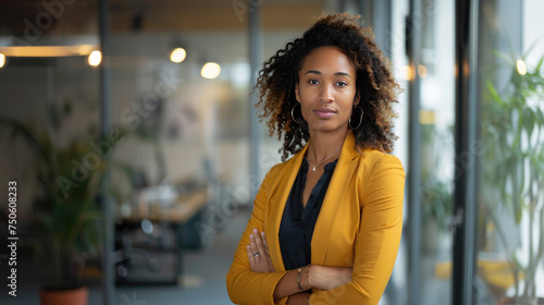 Attractive African American Woman Executive in Corporate Office
