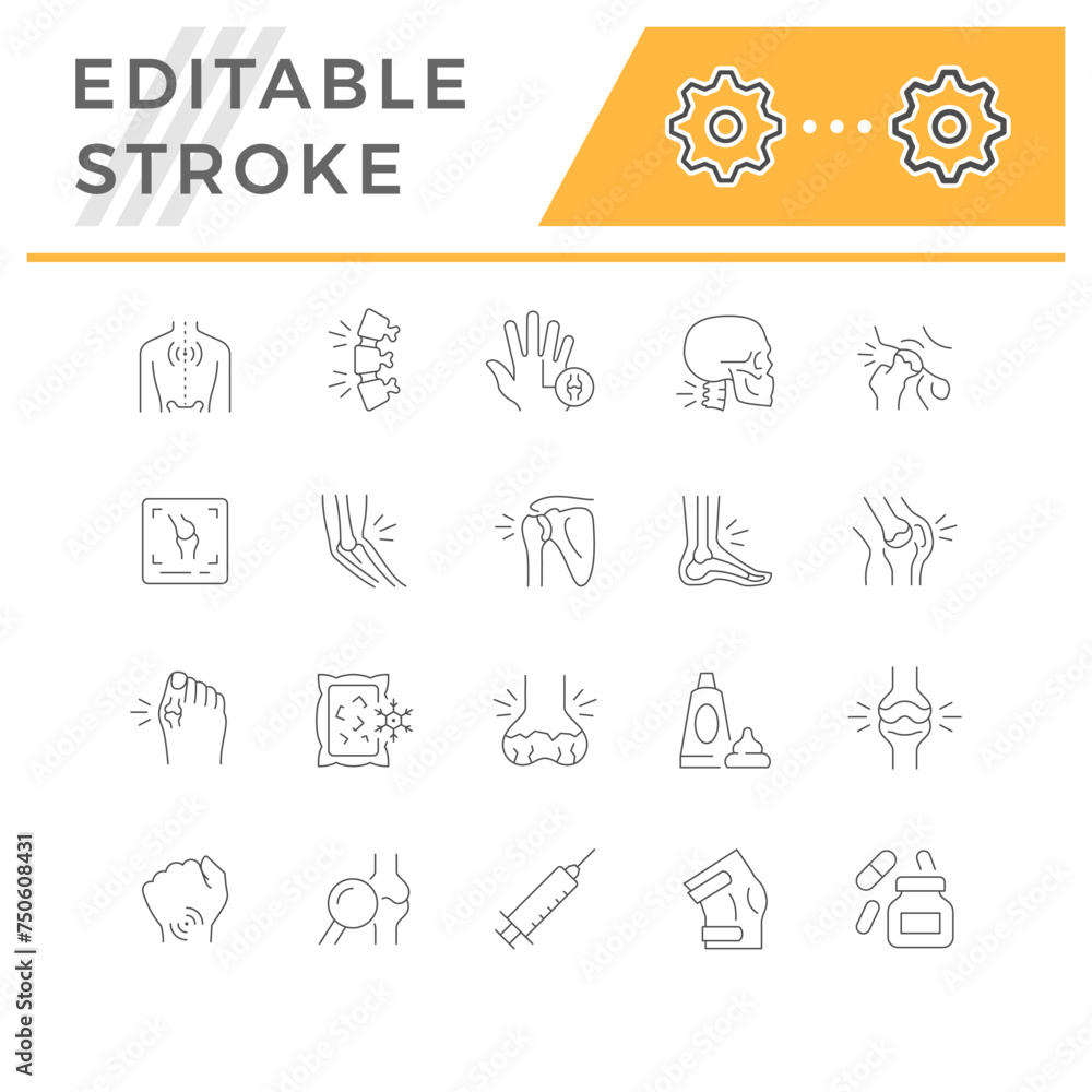 Set line icons of joint pain Set line icons of joint pain